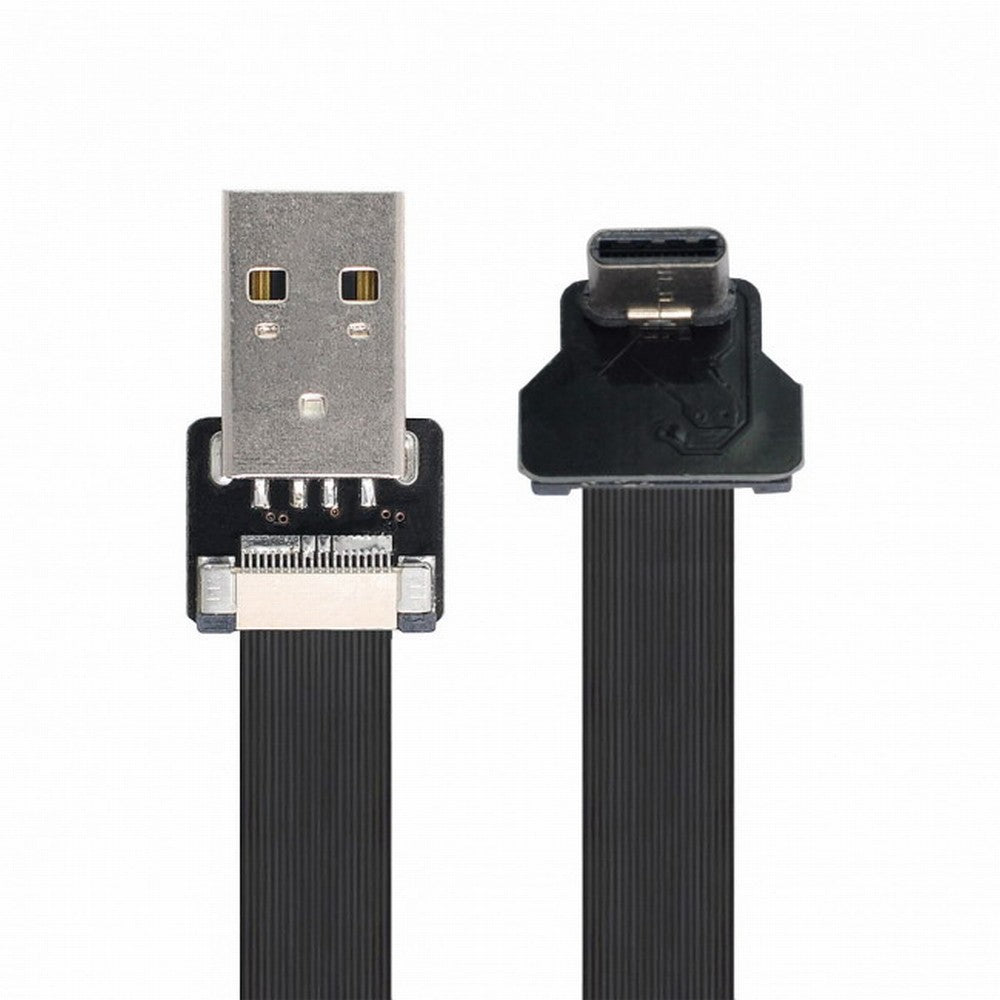 Up Down Angled USB 2.0 Type-A Male to USB-C Type-C Male Data Flat Slim FPC Cable for FPV Disk Phone CC-U2-039-UP