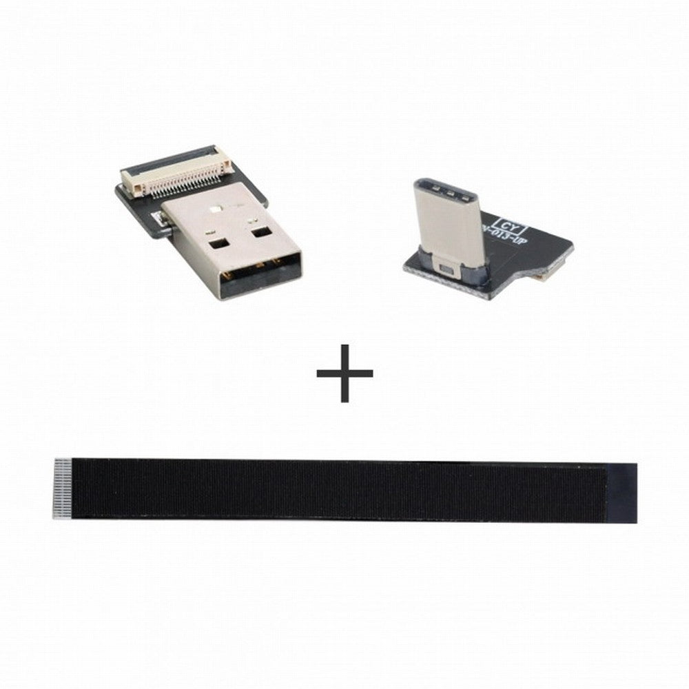 Up Down Angled USB 2.0 Type-A Male to USB-C Type-C Male Data Flat Slim FPC Cable for FPV Disk Phone CC-U2-039-UP