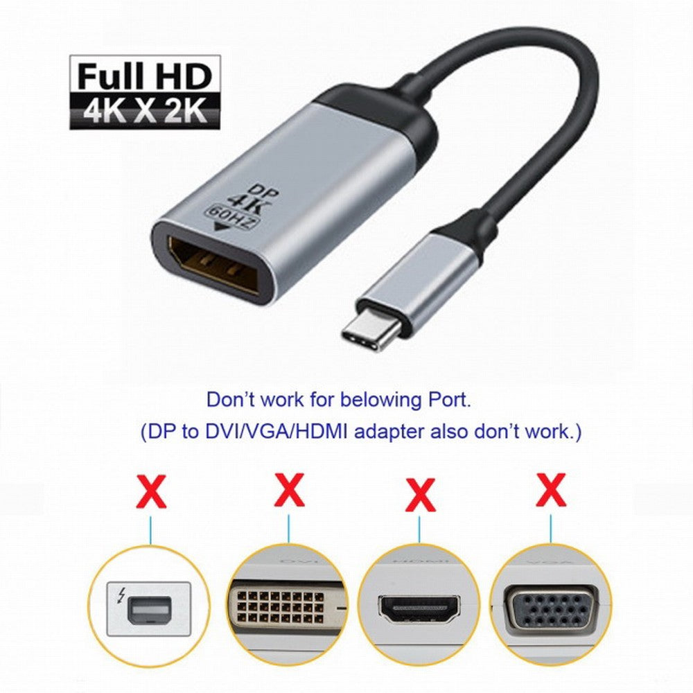 USB-C Type C to Displayport Monitor DP Cable Adapter 4K 2K 60hz for Tablet Phone Laptop UC-006-DPF