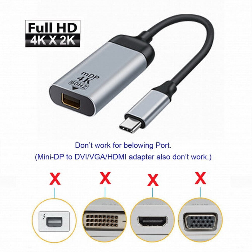 USB-C Type C to Mini DP Displayport Cable Adapter 4K 2K 60hz for Tablet Phone Laptop UC-006-MDP