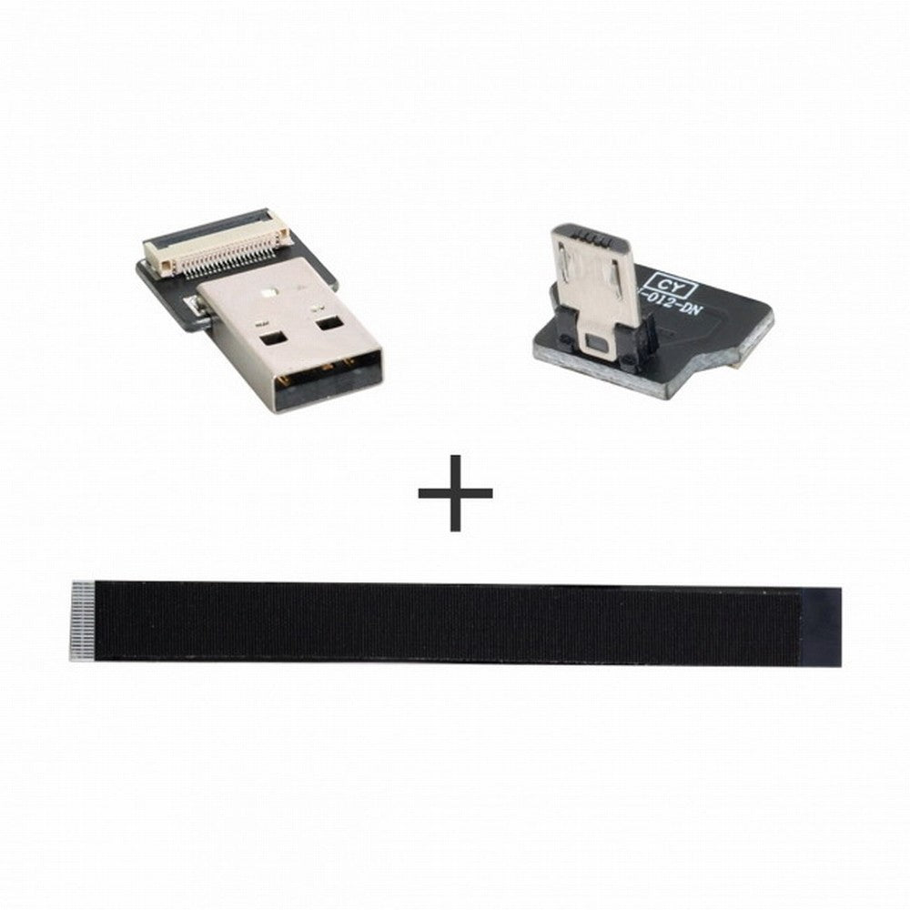 Down Angled USB 2.0 Type-A Male to Micro USB 5Pin Male Data Flat Slim FPC Cable for FPV Disk Phone CC-U2-045-DN