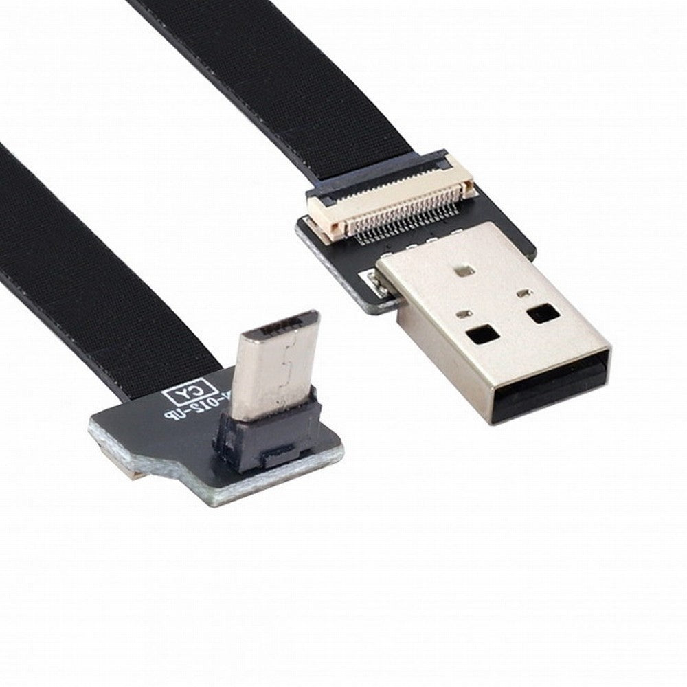Up Angled USB 2.0 Type-A Male to Micro USB 5Pin Male Data Flat Slim FPC Cable for FPV Disk Phone CC-U2-045-UP