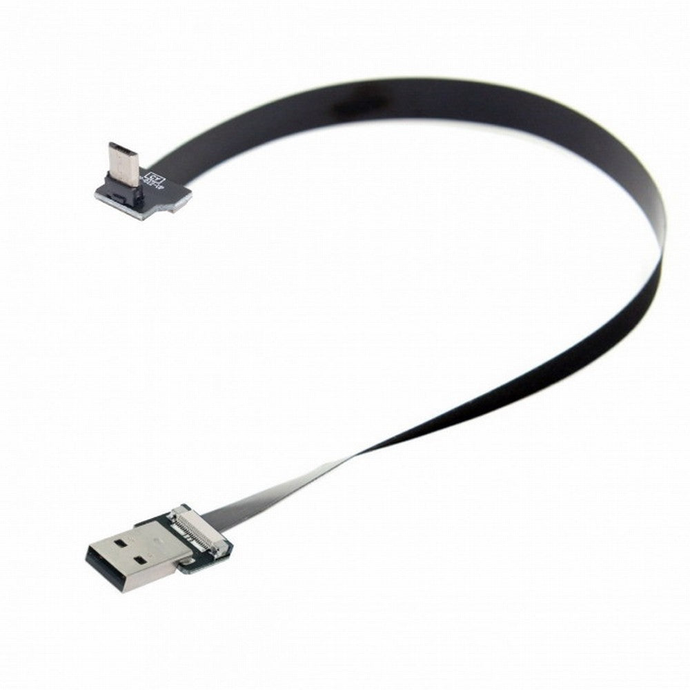 Up Angled USB 2.0 Type-A Male to Micro USB 5Pin Male Data Flat Slim FPC Cable for FPV Disk Phone CC-U2-045-UP