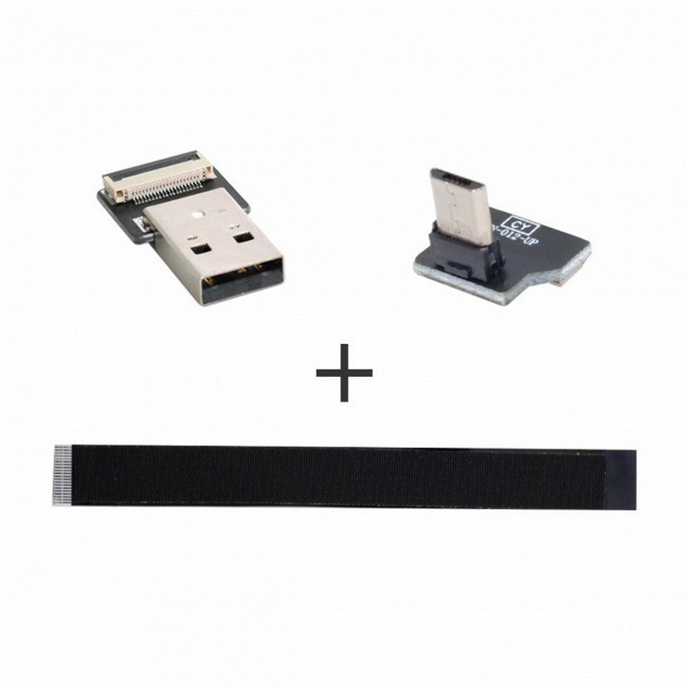Up Angled USB 2.0 Type-A Male to Micro USB 5Pin Male Data Flat Slim FPC Cable for FPV Disk Phone CC-U2-045-UP