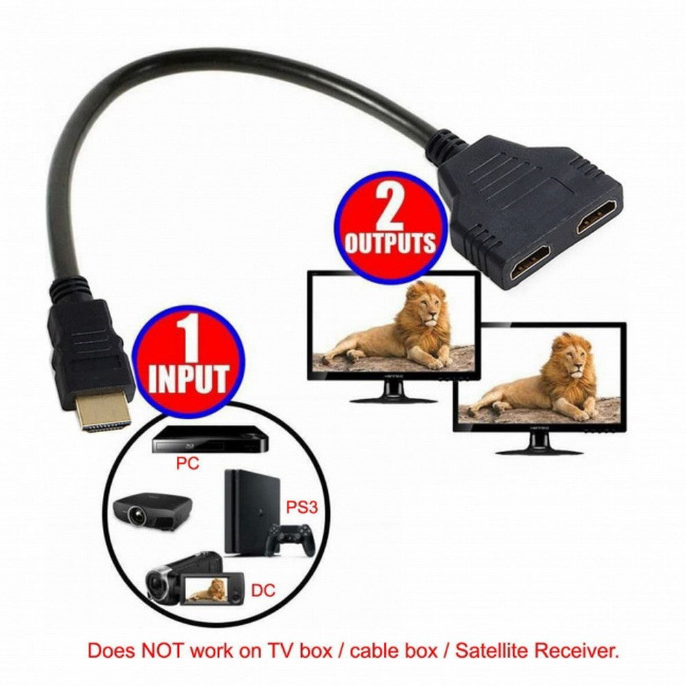 One HDMI Male to Dual HDMI Female Y Splitter Switch Extension Adapter Cable for FOR PC HDTV Laptop 1080P HD-027