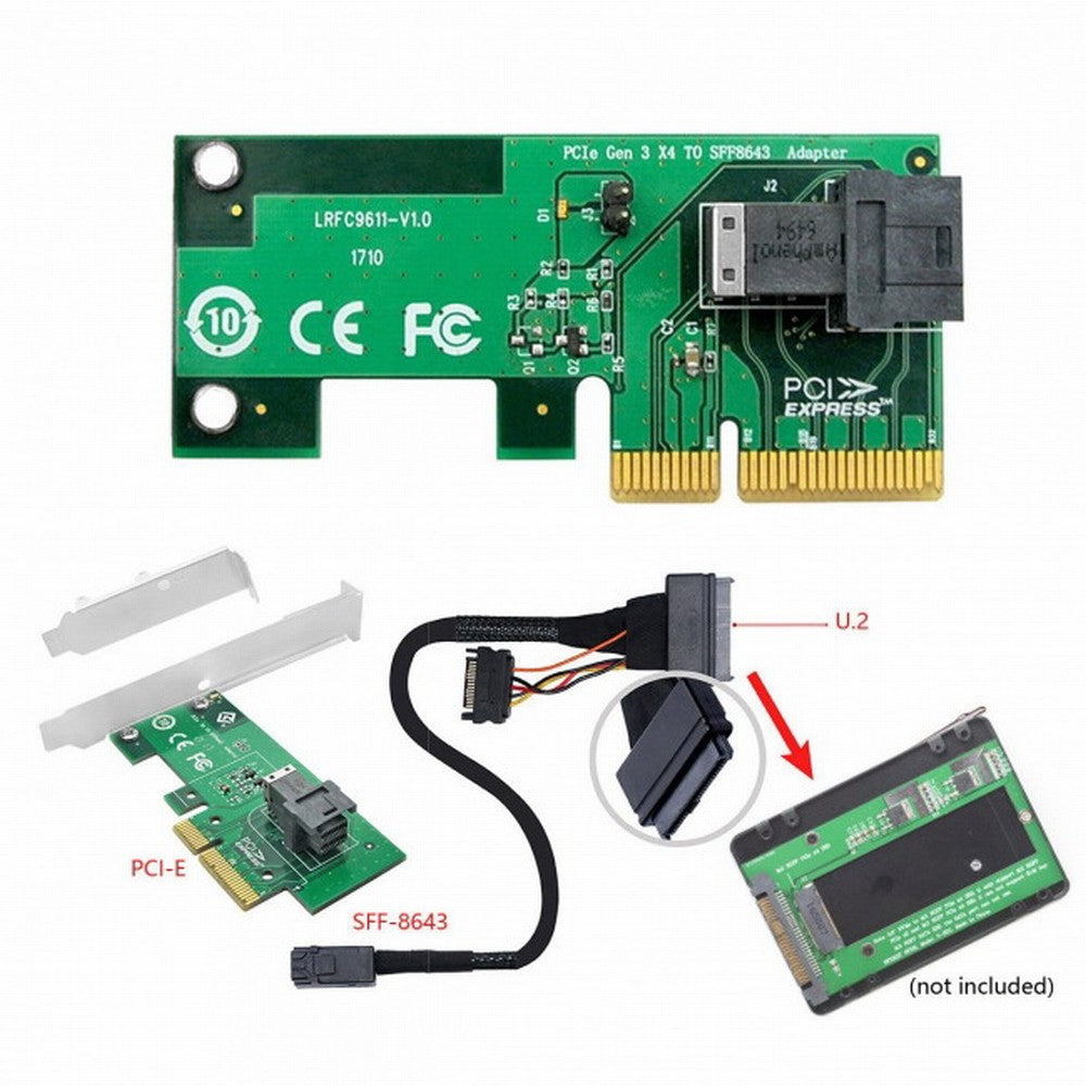 PCI-E 3.0 4.0 to SFF-8643 Card Adapter and U.2 U2 SFF-8639 NVME PCIe SSD Cable for Mainboard SSD SF-024+093
