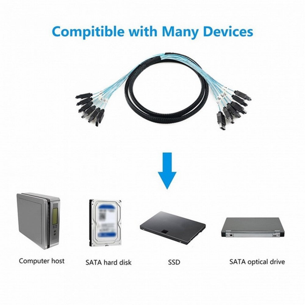 Internal 6 SATA 7pin to 6 SATA 7pin Target SSD Hard Disk 6Gbps Data Server Raid Cable SF-018