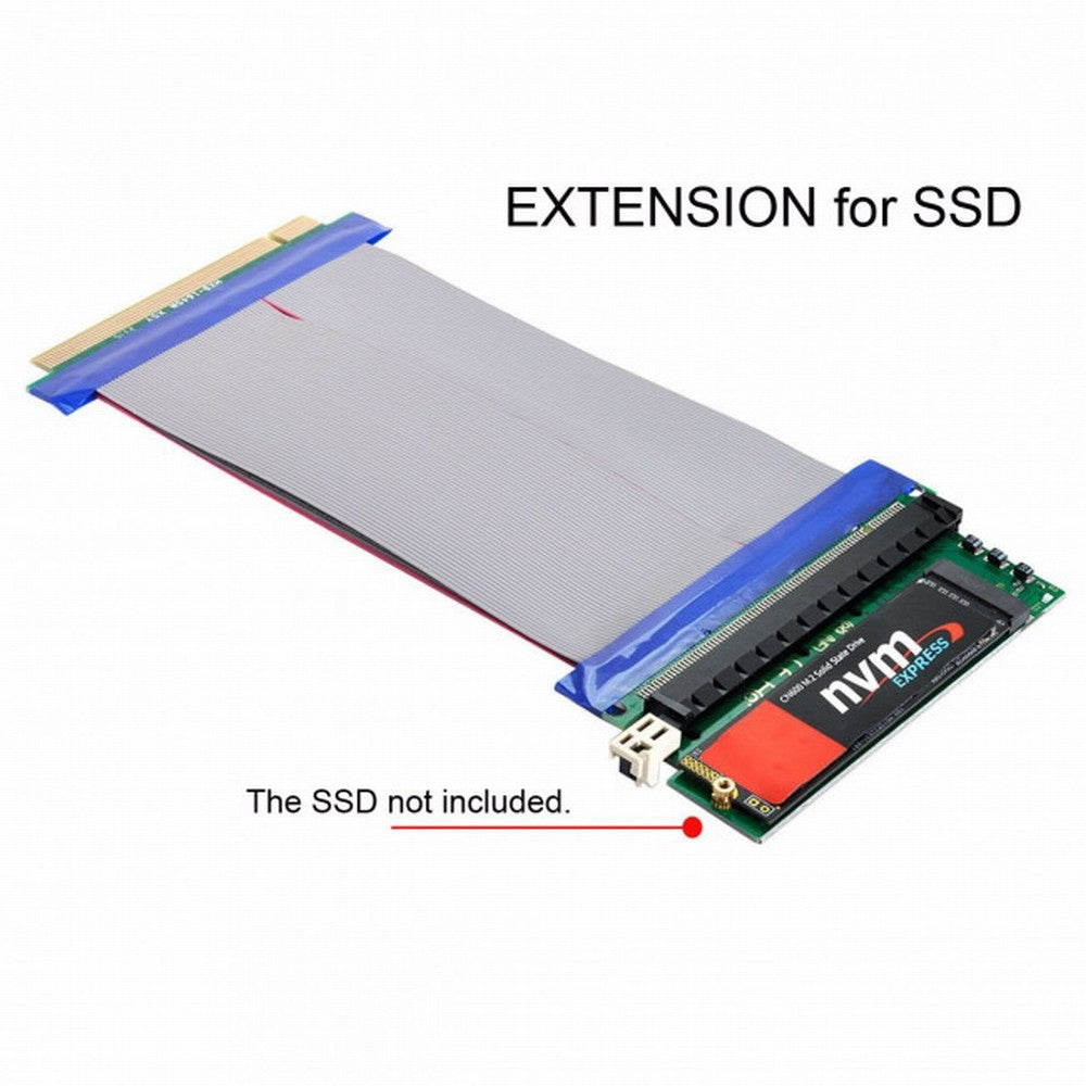 NGFF M-key NVME AHCI SSD to PCI-E 3.0 16x x16 Vertical Adapter with Cable Male to Female Extension EP-075+SA-001-GR