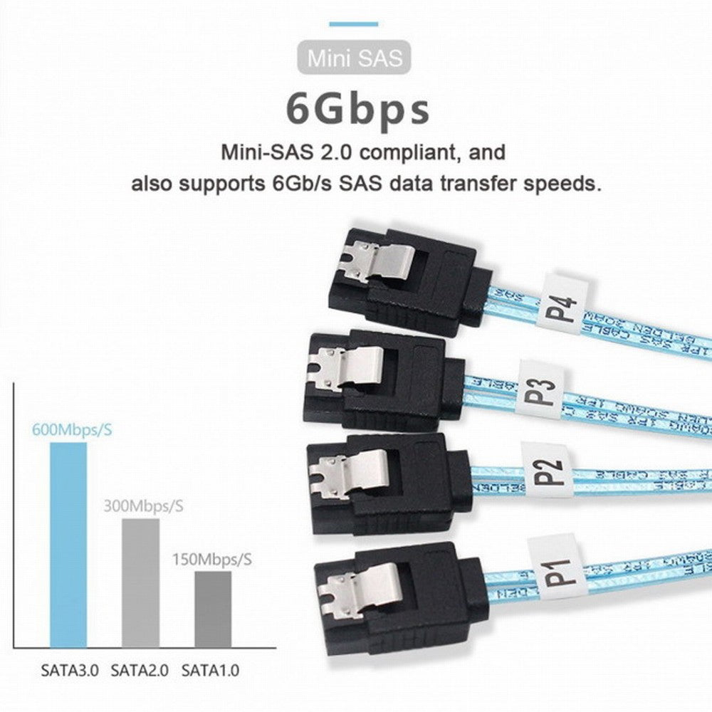 Internal SAS 4 SATA Host to 4 SATA 7pin Target Hard Disk 6Gbps Data Server Raid Cable 50cm SF-009