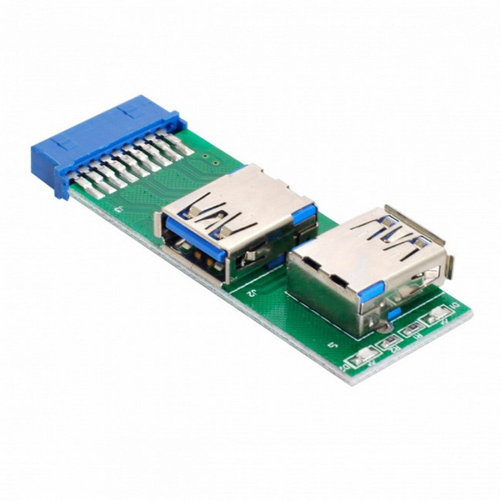 Dual Side USB 3.0 A Type Female to Motherboard 20Pin 19 Pin Box Header Slot Adapter PCBA with LED U3-071
