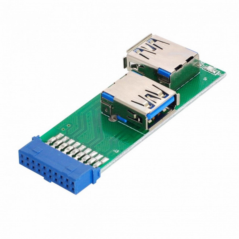 Dual Side USB 3.0 A Type Female to Motherboard 20Pin 19 Pin Box Header Slot Adapter PCBA with LED U3-071