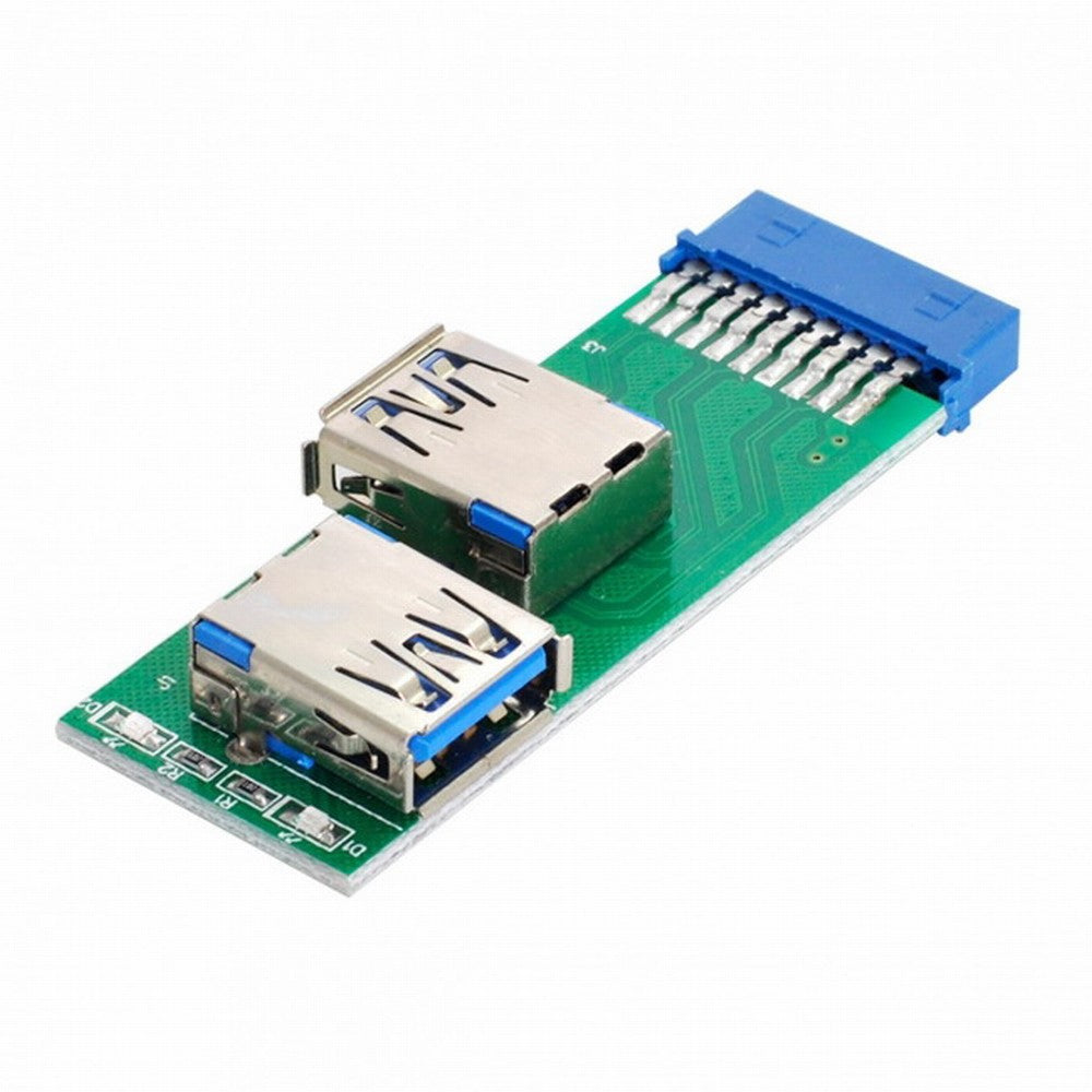Dual Side USB 3.0 A Type Female to Motherboard 20Pin 19 Pin Box Header Slot Adapter PCBA with LED U3-071