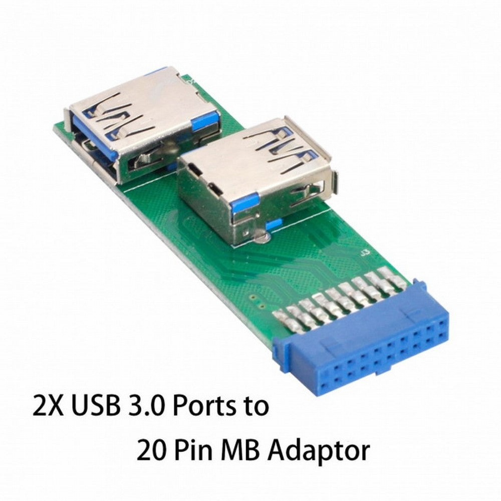 Dual Side USB 3.0 A Type Female to Motherboard 20Pin 19 Pin Box Header Slot Adapter PCBA with LED U3-071