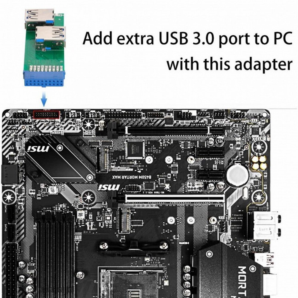 Dual Side USB 3.0 A Type Female to Motherboard 20Pin 19 Pin Box Header Slot Adapter PCBA with LED U3-071