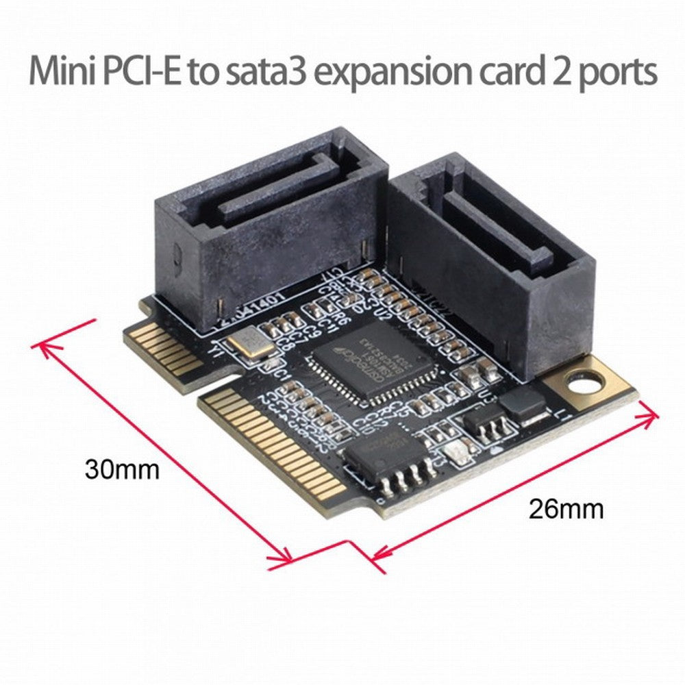 Mini PCI-E PCI Express to SATA 3.0 Dual Ports Adapter Converter Hard Drive Extension Card SA-033-2P
