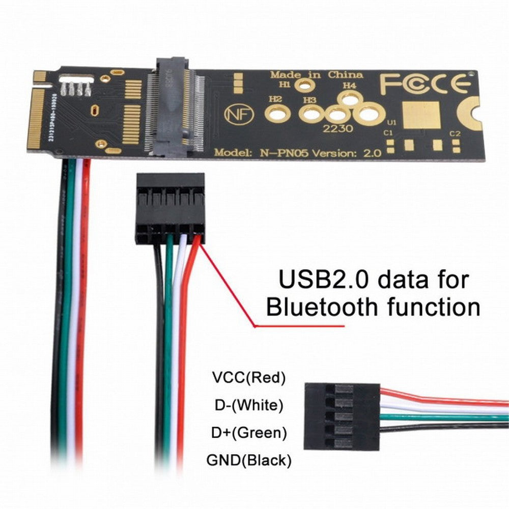 Wireless NGFF A/E-Key WiFi Card to M.2 NGFF Key-M NVME SSD Adapter for AX200 Wifi 6 Bluetooth 5.1 EP-002