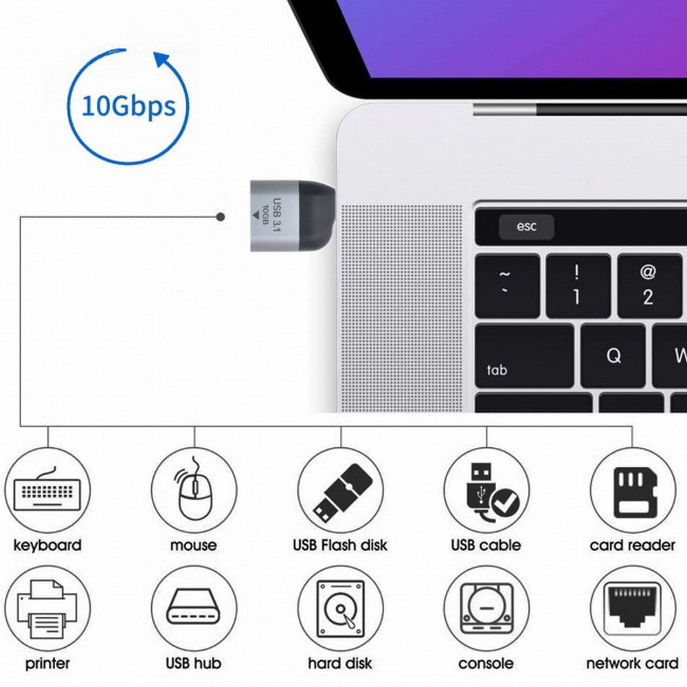 USB 3.1 Type C Male Host to USB3.0 Type A Female OTG Data 10Gbps Adapter for Laptop Phone UC-220-OTG