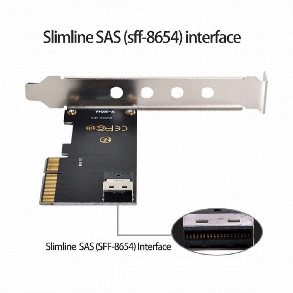 PCI-E 4X to U.2 U2 Kit SFF-8639 to SFF-8654 Slimline SAS NVME PCIe SSD Adapter for Mainboard SF-025