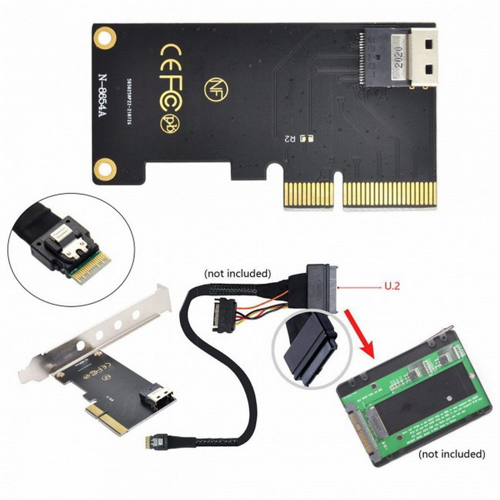 PCI-E 4X to U.2 U2 Kit SFF-8639 to SFF-8654 Slimline SAS NVME PCIe SSD Adapter for Mainboard SF-025
