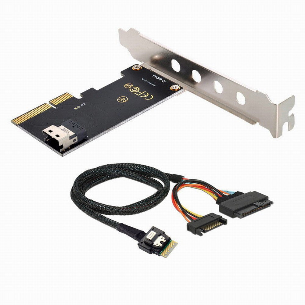 PCI-E 3.0 4.0 to SFF-8654 Slimline SAS Card Adapter and U.2 U2 SFF-8639 NVME PCIe SSD Cable for Mainboard SSD SF-025+104