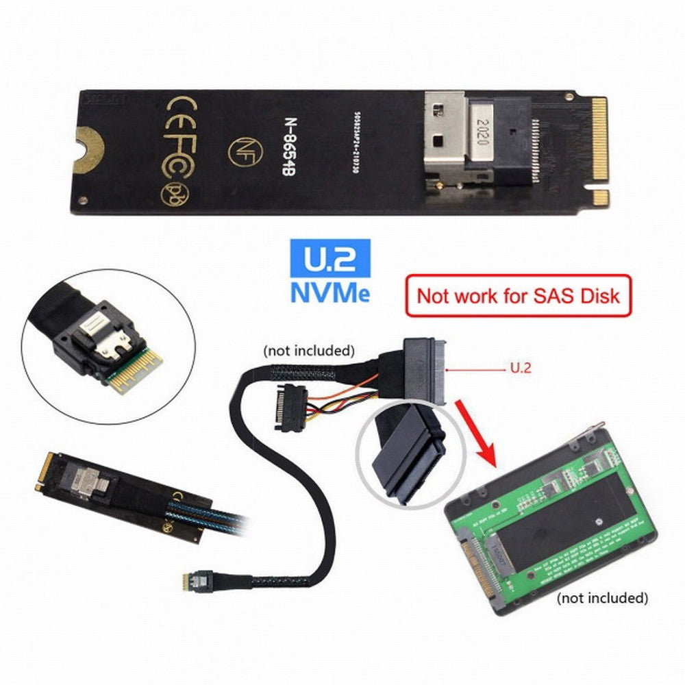 NGFF M-Key NVME to U.2 U2 Kit SFF-8639 to SFF-8654 Slimline SAS PCIe SSD Adapter for Mainboard SF-013