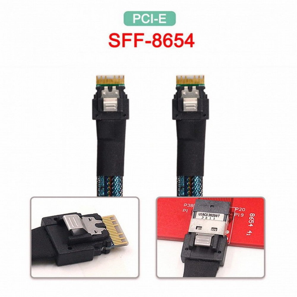 PCI-E Slimline SAS 4.0 SFF-8654 4i 38pin Host to SFF-8654 Slim SAS Target Cable 50cm SF-100