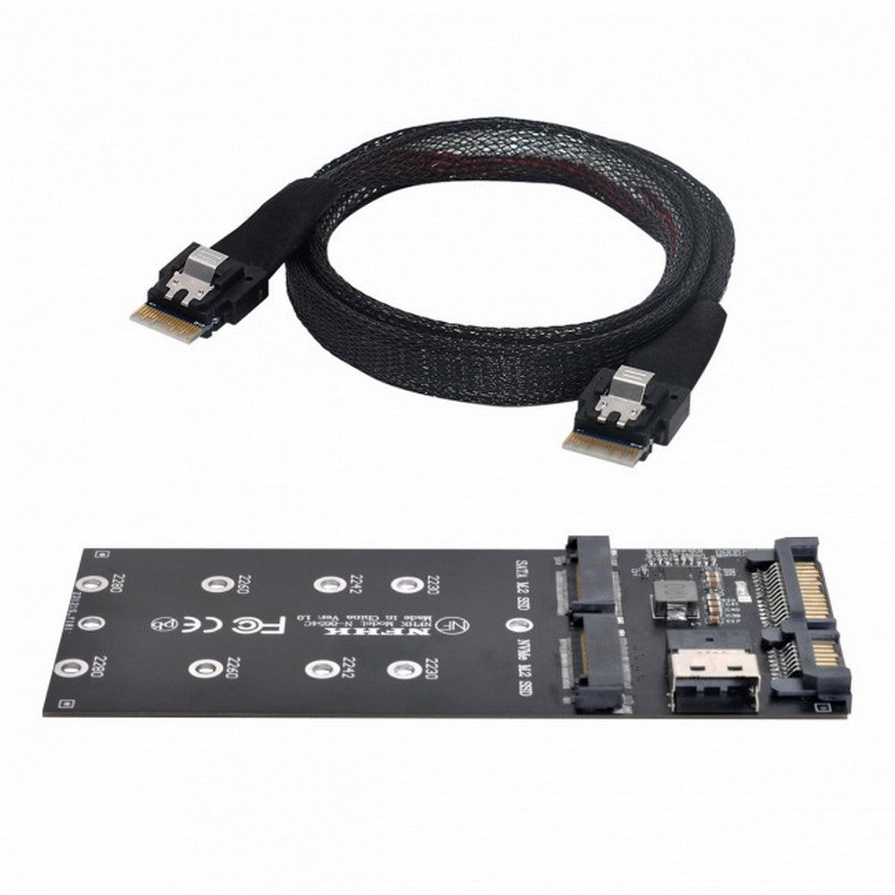 SFF-8654 Cable Card U2 Kit NGFF M-Key to Slimline SAS NVME PCIe SSD SATA Adapter for Mainboard SF-016+100