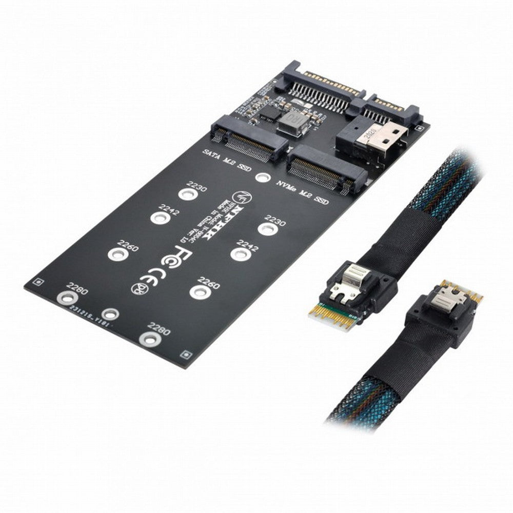 SFF-8654 Cable Card U2 Kit NGFF M-Key to Slimline SAS NVME PCIe SSD SATA Adapter for Mainboard SF-016+100