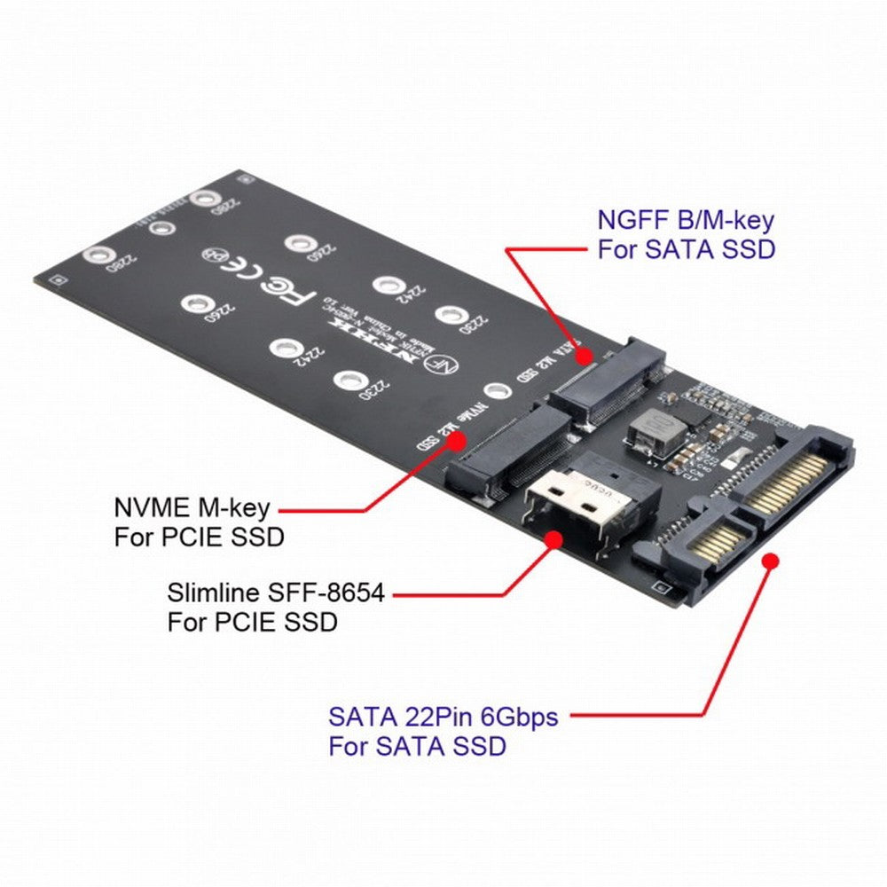 SFF-8654 Cable Card U2 Kit NGFF M-Key to Slimline SAS NVME PCIe SSD SATA Adapter for Mainboard SF-016+100