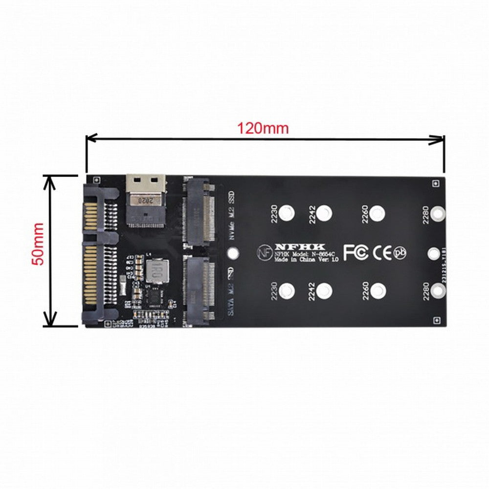 SFF-8654 Cable Card U2 Kit NGFF M-Key to Slimline SAS NVME PCIe SSD SATA Adapter for Mainboard SF-016+100