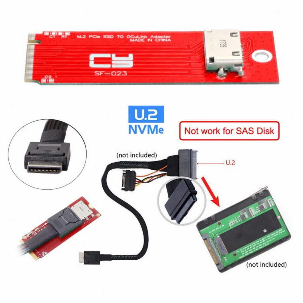 PCI-E 3.0 M.2 M-key to Oculink SFF-8612 SFF-8611 Host Adapter for PCIe Nvme SSD 2260 2280 SF-023-2280MM