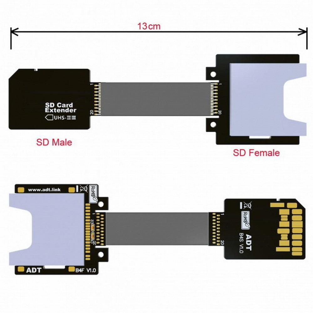 SD Male Extender to SD Card Female Extension Cable Adapter Flexible SD/SDHC/SDXC UHS-III UHS-3 EP-012-B44SF