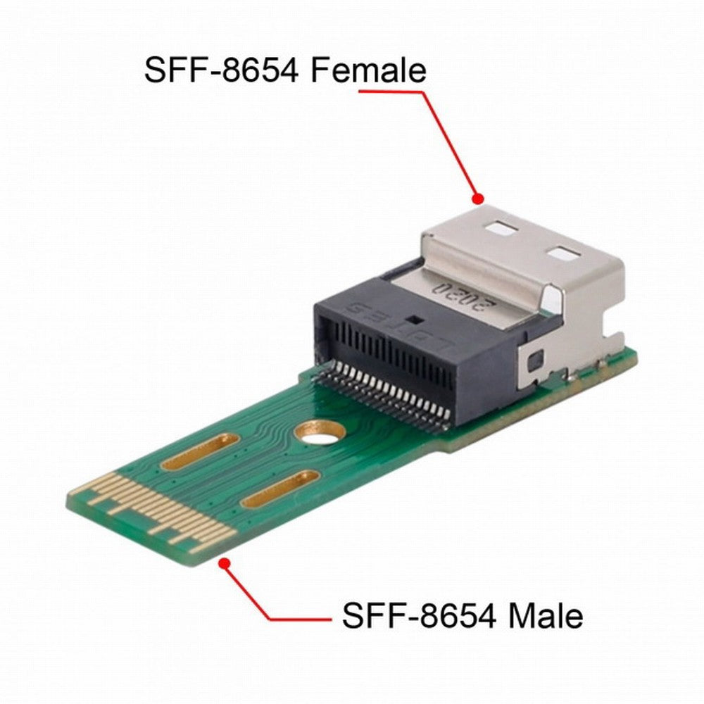 PCI-E Slimline SAS 4.0 SFF-8654 4i 38pin to SFF-8654 38pin Male to Female Extender Adapter Test Tools SF-003