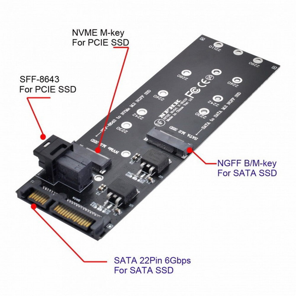 SFF-8643 to U2 Kit NGFF M-Key to HD Mini SAS NVME PCIe SSD SATA Adapter for Motherboard SF-033