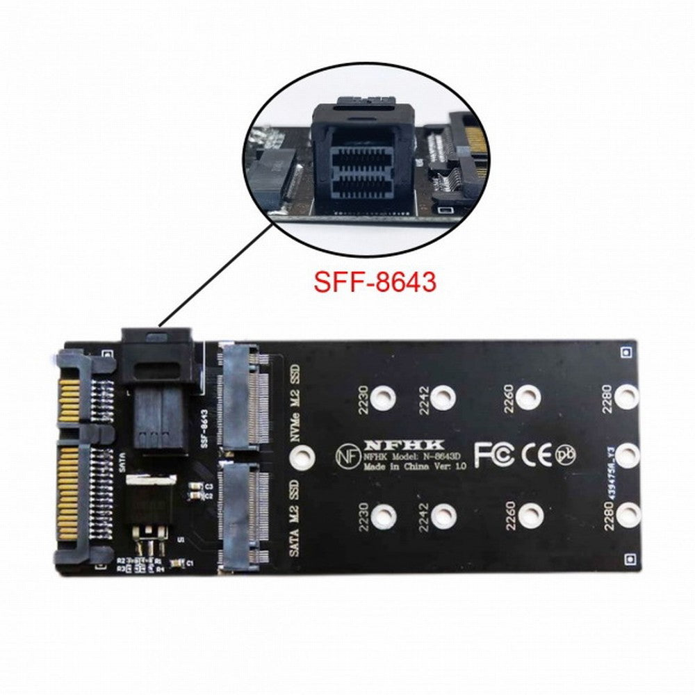 SFF-8643 to U2 Kit NGFF M-Key to HD Mini SAS NVME PCIe SSD SATA Adapter for Motherboard SF-033