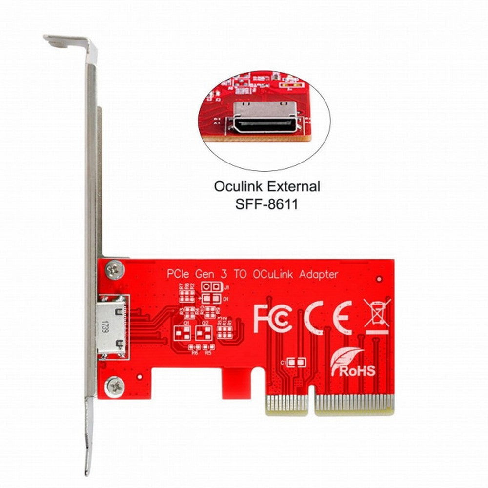 PCI-E 3.0 Express 4.0 x4 to Oculink External SFF-8612 SFF-8611 Host Adapter for PCIe SSD with Bracket SF-032