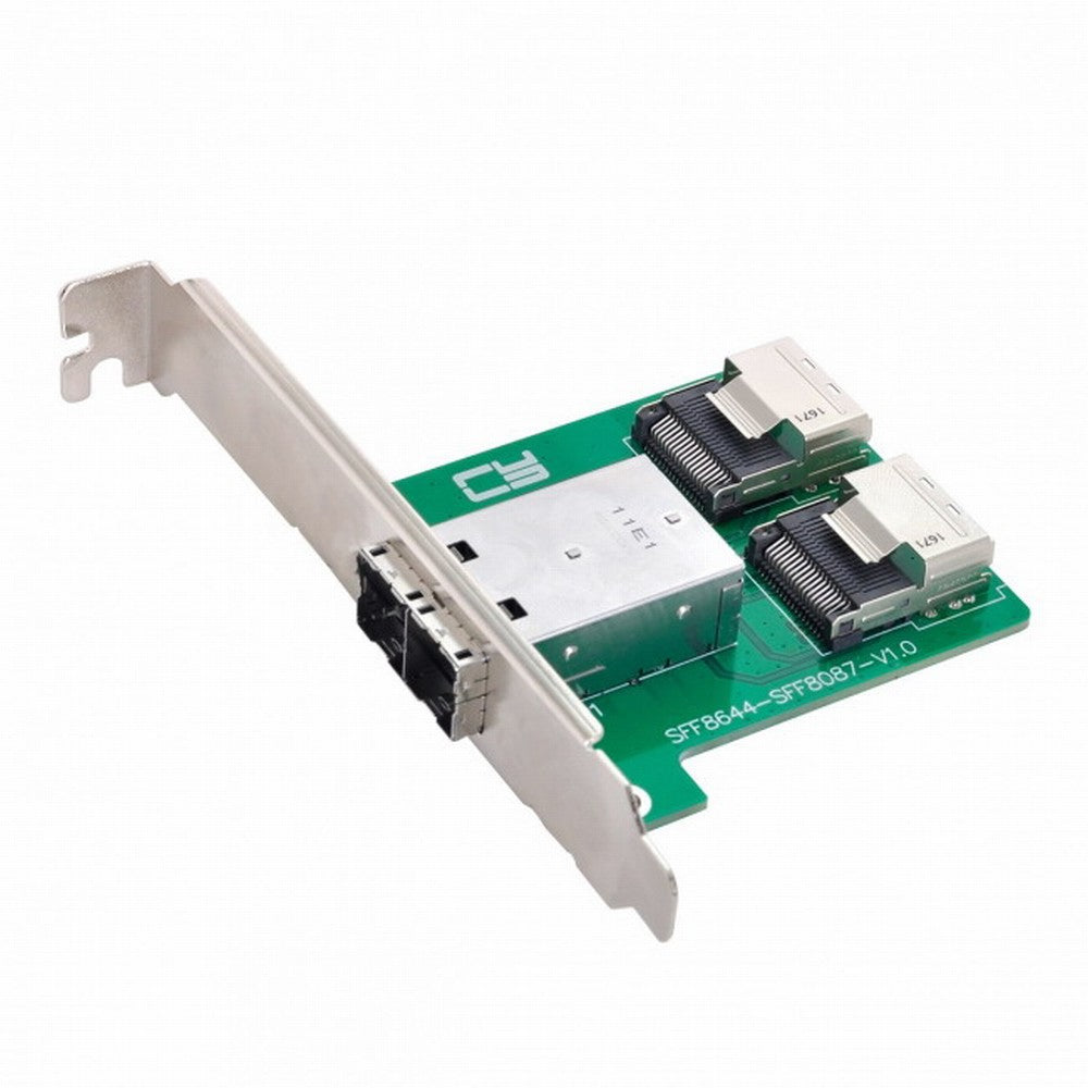 Dual Ports Mini SAS HD SFF-8644 To Internal Mini SAS SFF-8087 PCBA Female Adapter With Low Profile Bracket SF-019