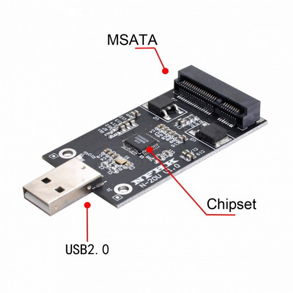 Mini PCI-E mSATA to USB 2.0 External SSD PCBA Conveter Adapter Pen Driver Card without Case U2-008