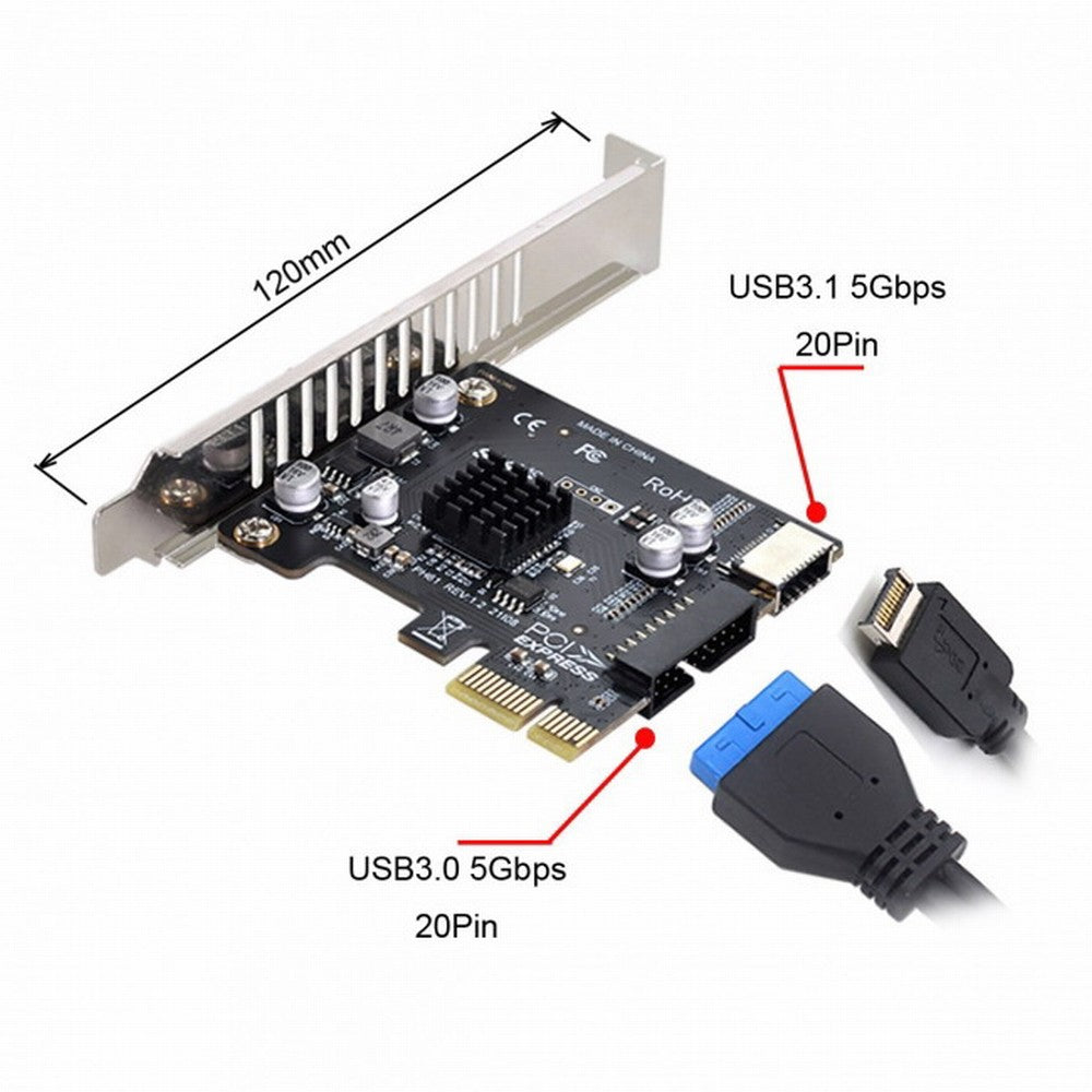 5Gbps Type-E USB 3.1 Front Panel Socket & USB 3.0 20Pin to PCI-E 1X Express Card VL805 Adapter for Motherboard UC-039