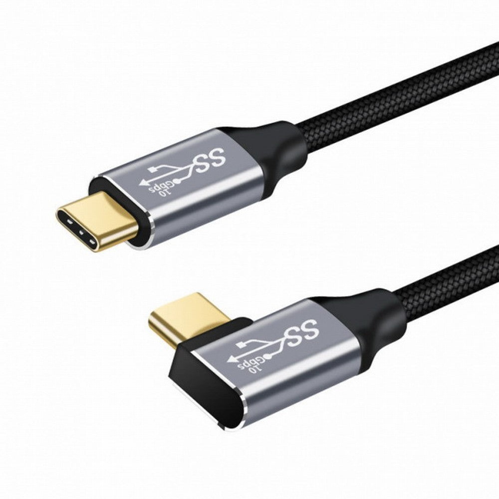 90 Degree Right Angled Type-C USB-C Male to Male USB3.1 10Gbps 100W Data Cable for Laptop Phone CC-UC-064-RI
