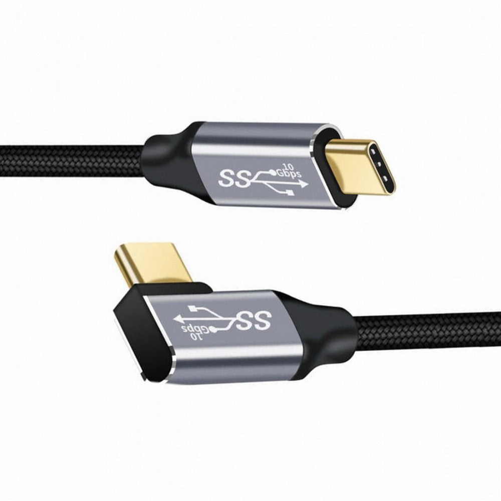 90 Degree Right Angled Type-C USB-C Male to Male USB3.1 10Gbps 100W Data Cable for Laptop Phone CC-UC-064-RI