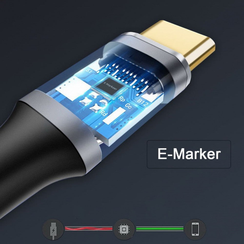 90 Degree Right Angled Type-C USB-C Male to Male USB3.1 10Gbps 100W Data Cable for Laptop Phone CC-UC-064-RI