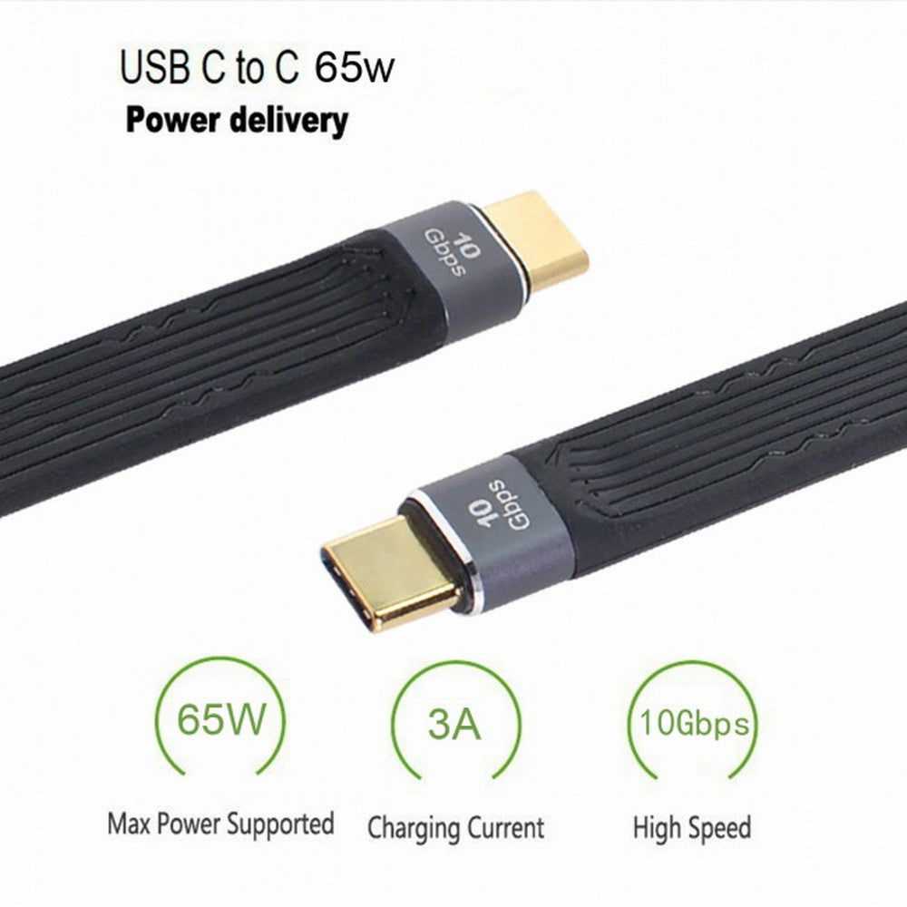 Type-C USB-C Male to Male USB 3.1 10Gbps Flat Slim FPC Data Cable 13cm for Laptop Phone UC-016-0.13M