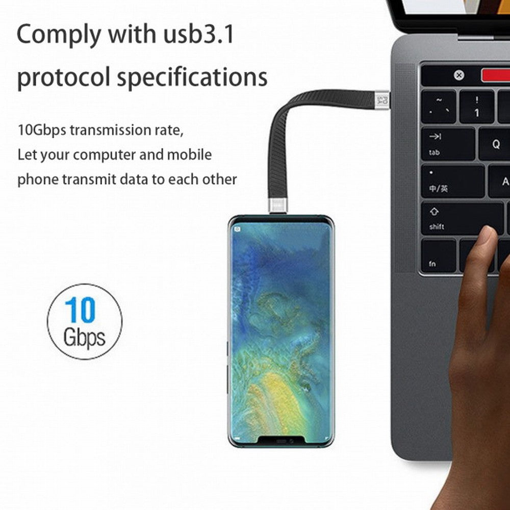 Type-C USB-C Male to Male USB 3.1 10Gbps Flat Slim FPC Data Cable 13cm for Laptop Phone UC-016-0.13M