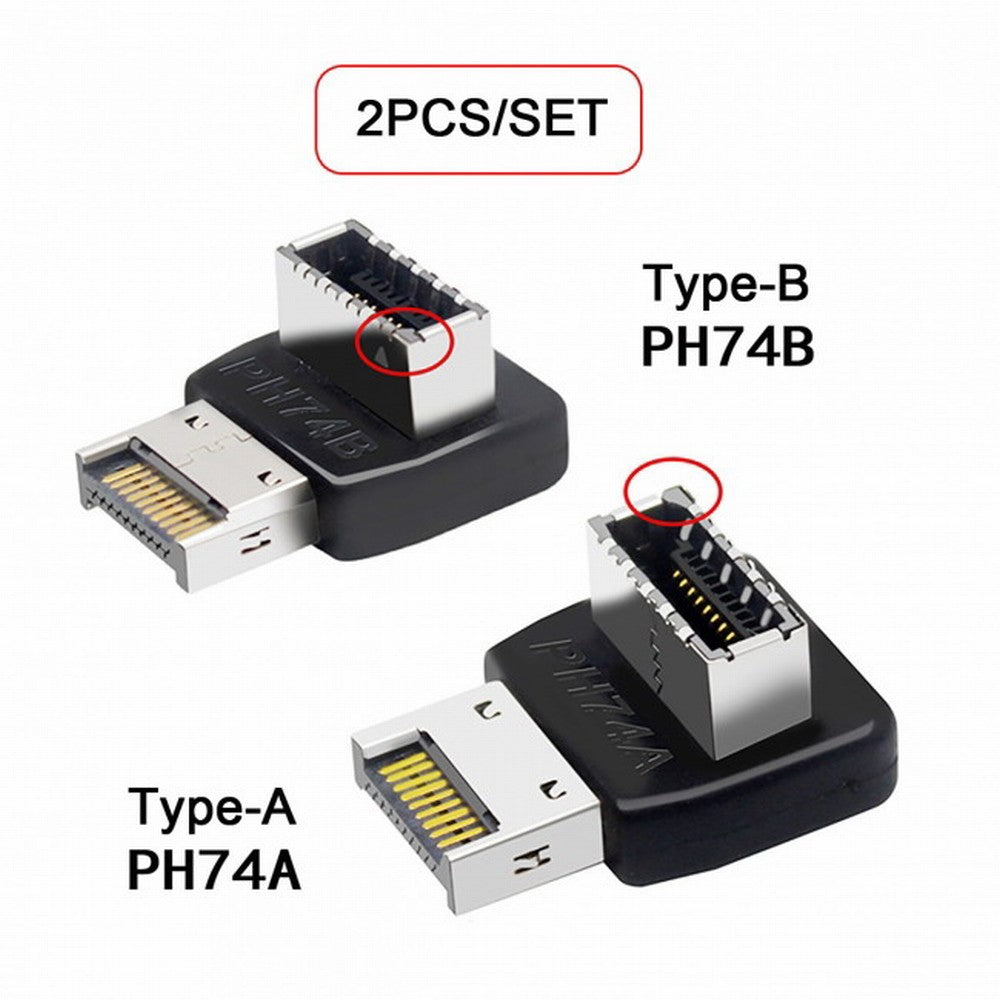 2pcs Overmold USB 3.1 Front Panel Header Male to Female Type-E Motherboard Extension Data Adapter UC-059