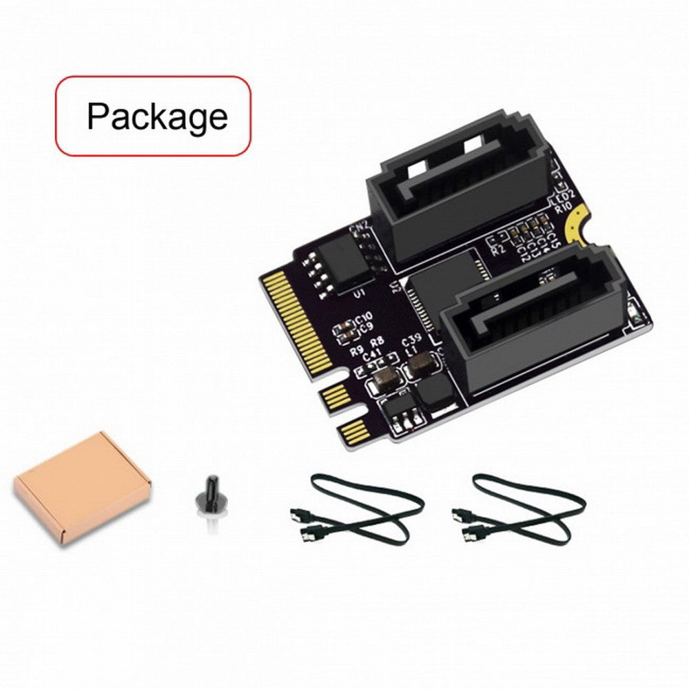NGFF Key A+E PCI Express to SATA 3.0 6Gbps Dual Ports Adapter Converter Hard Drive Extension Card JMB582 2230 SA-034