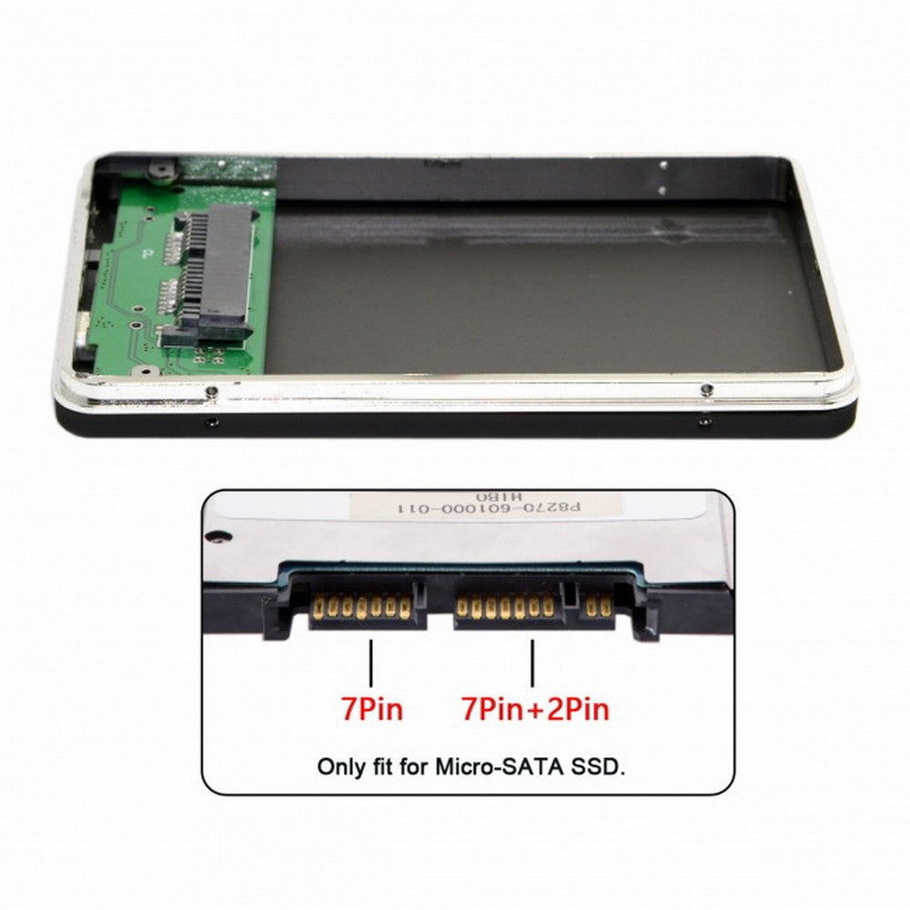 USB2.0 480Mbps to 1.8 inch Micro SATA 16pin 7+9 SSD HDD External Hard Disk Enclosure U2-120