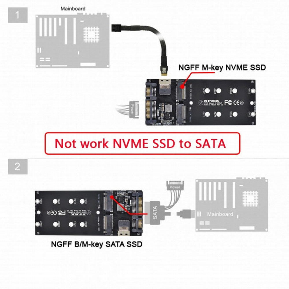 SFF-8654 to U2 Kit NGFF M-Key to Slimline SAS NVME PCIe SSD SATA Adapter for Mainboard SF-016
