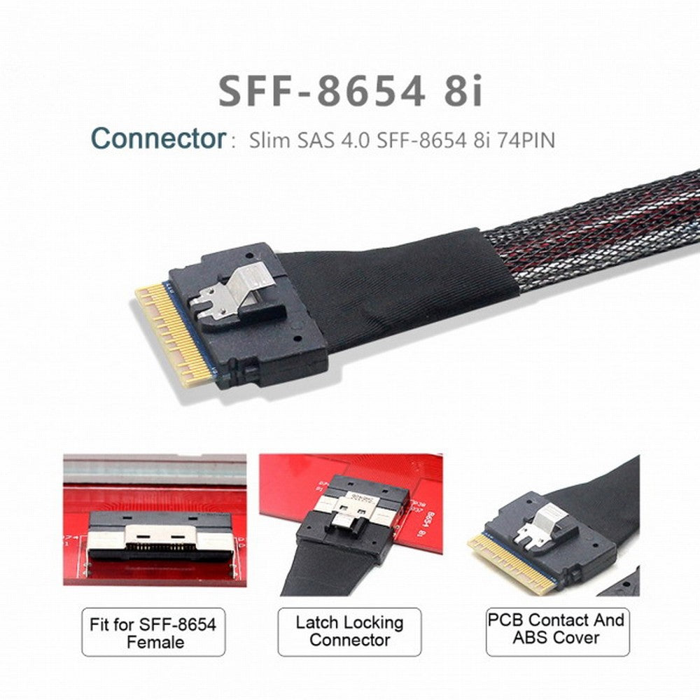 PCI-E Ultraport Slimline SAS Slim 4.0 SFF-8654 8i 74pin to Dual Oculink SFF-8611 Cable 50cm PCI-Express SF-038