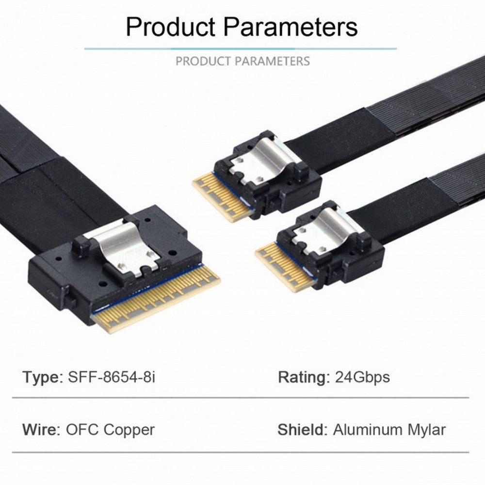 PCI-E Ultraport Slimline SAS Slim 4.0 SFF-8654 8i 74pin to Dual SFF-8654 4i 38Pin Cable 40cm PCI-Express SF-034